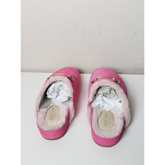 Cole Haan Womens Slip On Ada Mule Pink Suede Shoes Gold Tone Horsebit 9 10B - Picture 2 of 10